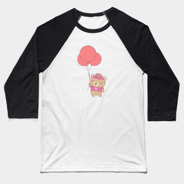 Kawaii Brown Bear T-Shirt Baseball T-Shirt by happinessinatee